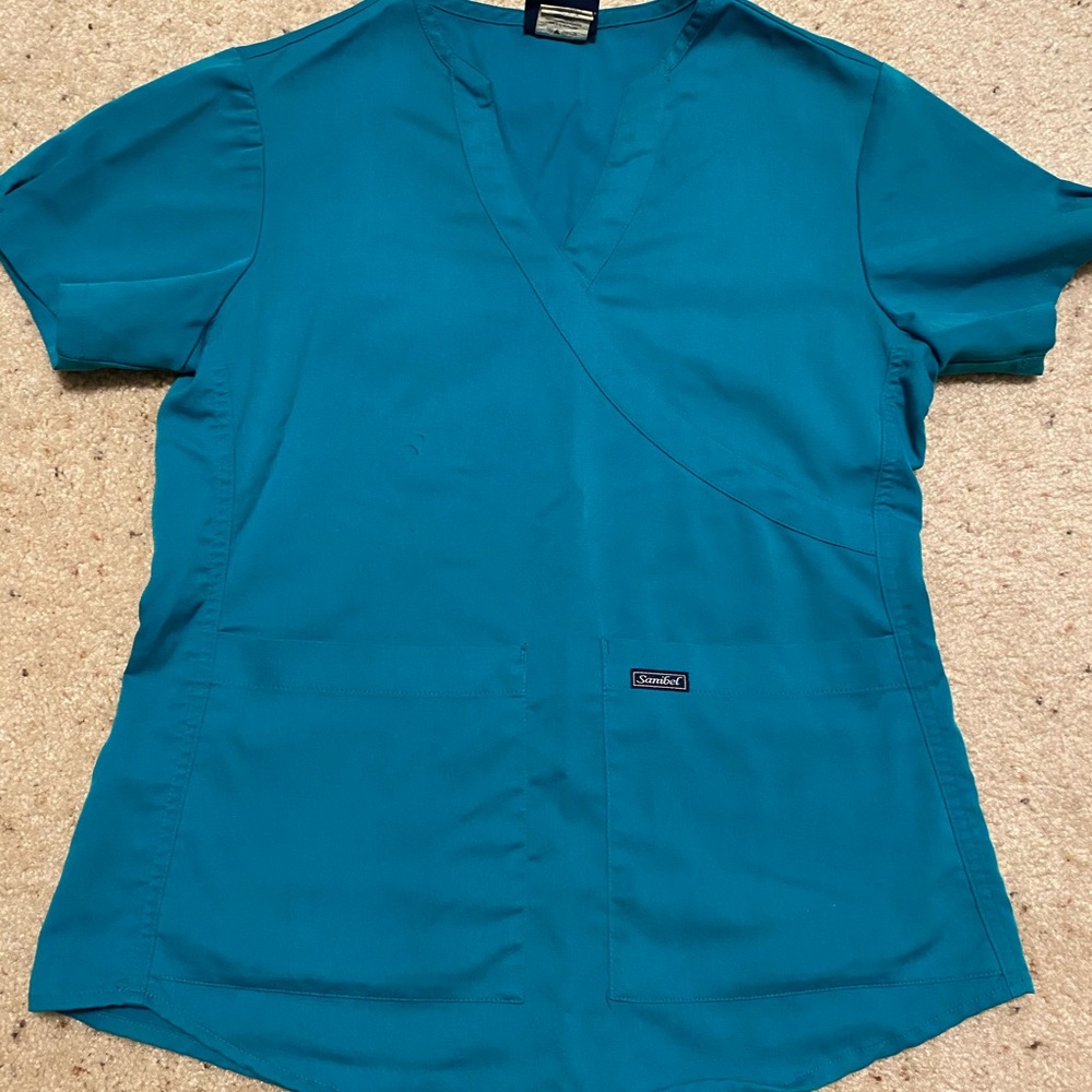 Blue Sanibel Scrub top